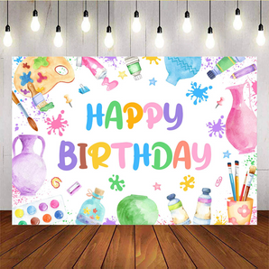 Mocsicka Painter Gadget Happy Birthday Backdrop
