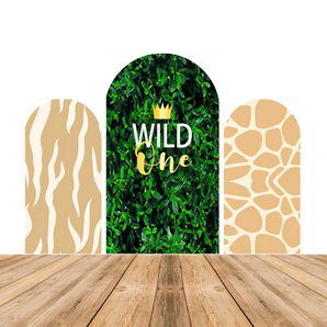 Mocsicka Wild One Happy Birthday Party Double-printed Chiara Arch Cover Backdrop