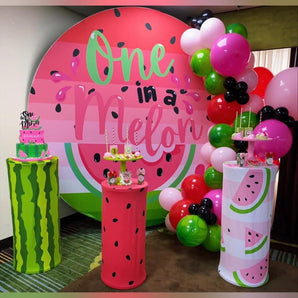 Mocsicka One in a Melon Birthday Party Round Cover Backdrop-Mocsicka Party