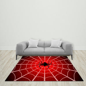 Mocsicka Red Spider Web Ployester Floor for Birthday Party Decoration