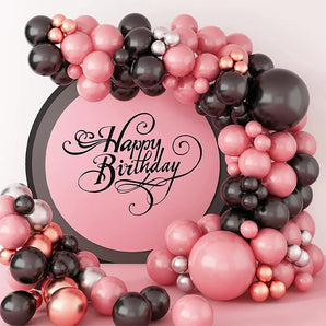 Mocsicka Black and Pink Happy Birthday Decorations Party Round Cover-Mocsicka Party