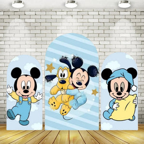 Mocsicka Blue Baby Mickey Double-printed Arch Cover Backdrop for Baby Shower Party