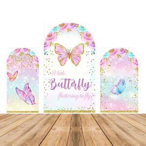Mocsicka Butterfly Theme Double-printed Chiara Arch Cover Backdrop for Party Decoration