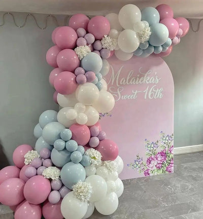 Mocsicka Double-printed Pink and Flowers Chiara Cover Backdrop for Party Decoration
