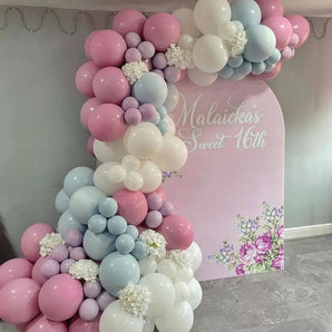 Mocsicka Double-printed Pink and Flowers Chiara Cover Backdrop for Party Decoration