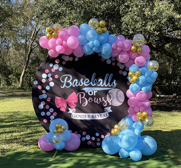 Mocsicka Gender Reveal Round Cover Backdrop for Baby Shower Party-Mocsicka Party