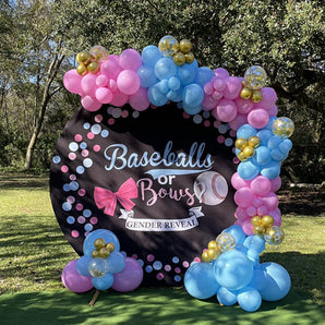 Mocsicka Gender Reveal Round Cover Backdrop for Baby Shower Party-Mocsicka Party