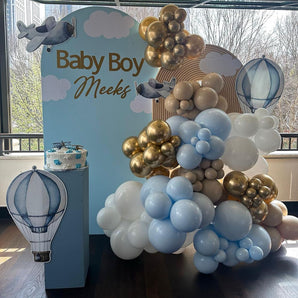 Mocsicka Blue Sky and White Clouds Double-printed Chiara Cover Backdrop for Baby Shower Party