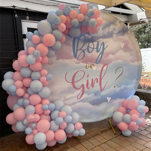 Mocsicka Boy or Girl Gender Reveal Round Cover Party Backdrop-Mocsicka Party