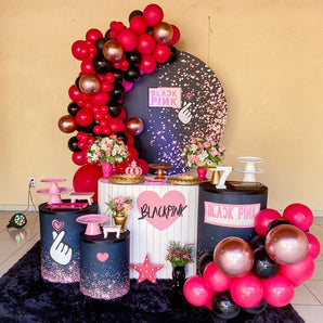 Mocsicka Black Pink Theme Round cover and Cylinder Cover Kit for Party Decoration-Mocsicka Party