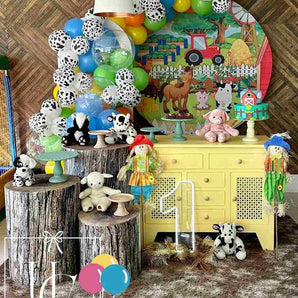 Mocsicka Happy Farm Theme Round cover and Wooden Cylinder Cover Kit for Birthday Party Decoration-Mocsicka Party