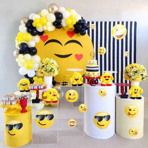 Mocsicka Smiley Emoticons Theme Birthday Party Round Cover Backdrop