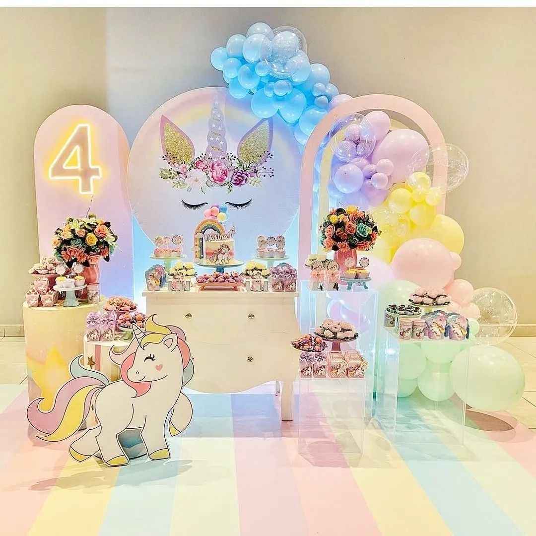 Mocsicka Star Unicorn Theme Round cover and Cylinder Cover Kit for Birthday Party Decoration-Mocsicka Party