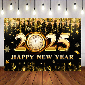 Mocsicka Happy New Year 2025 Ribbon Backdrop