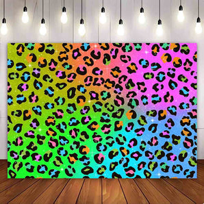 Mocsicka Multi Color Leopard Happy Birthday Backdrop