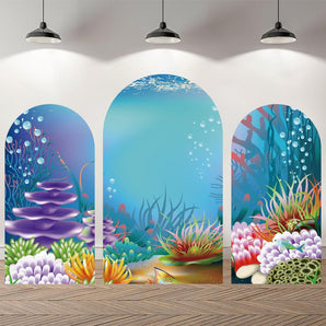 Mocsicka The Underwater World Double-printed Chiara Arch Cover Backdrop for Birthday Party