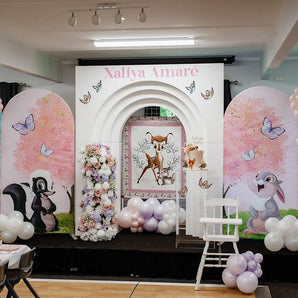 Mocsicka Bambi Double-printed Arch Cover Backdrop for Birthday Party