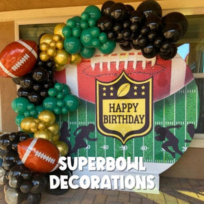 Mocsicka American Football Round Backdrop Cover for Birthday Party Decoration