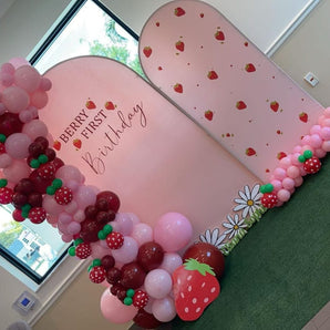 Mocsicka Berry First Birthday 2pcs Double-printed Birthday Party Chiara Cover Backdrop