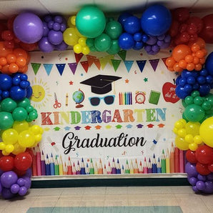 Mocsicka Kindergarten Graduation Backdrop for Kids Preschool School Prom Party Decoration