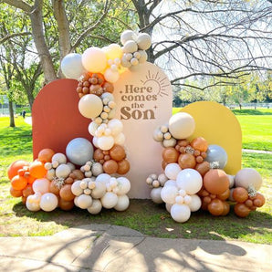 Mocsicka Here Comes the Son Double-printed Arch Cover Backdrop for Baby Shower Party Decoration