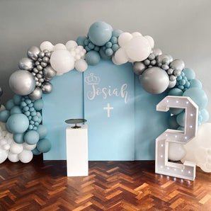 Mocsicka Pure Light Blue Double-printed Arch Cover Backdrop for Birthday Party Decoration