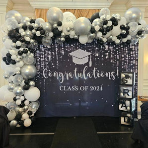 Mocsicka Silver and Black Congratulations Graduates Class of 2024 Background