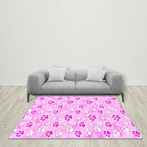Mocsicka Pink Paw Ployester Floor for Birthday Party Decoration