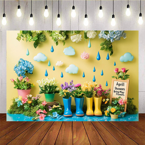 Mocsicka April Showers Bring May Flowers Backdrop A