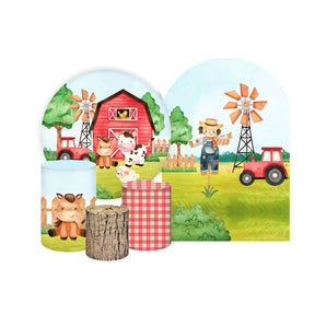 Mocsicka Happy Farm Birthday Party Cotton Fabric 5pcs Party Decoration Covers Kit