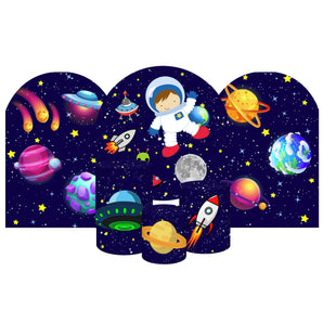 Mocsicka Space Travel Kids Birthday Cotton Fabric 6pcs Party Decoration Covers Kit