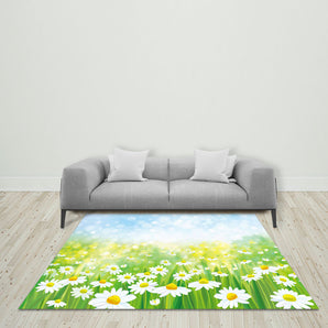 Mocsicka Little Daisy Spring Flowers Ployester Floor for Birthday Party Decoration