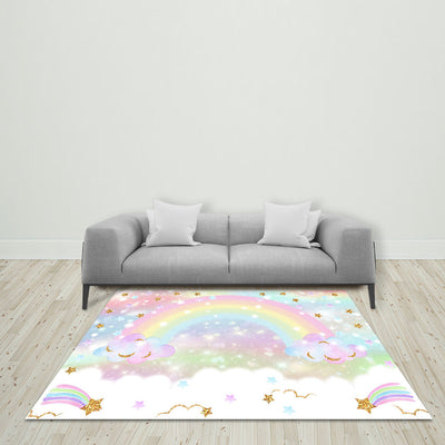 Mocsicka Golden Little Stars Rainbow Ployester Floor for Birthday Party Decoration