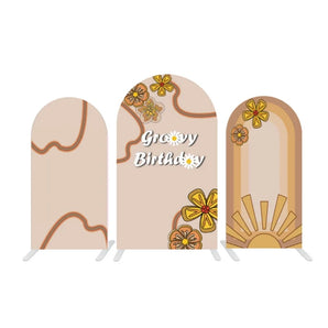 Mocsicka Groovy Birthday Double-printed Chiara Arch Cover Backdrop