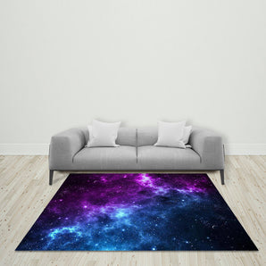 Mocsicka Purple and Blue Universe Space Galaxy Ployester Floor for Party Decoration