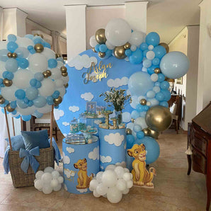 Mocsicka Blue Sky and White Clouds Round Cover Backdrop for Birthday Party-Mocsicka Party