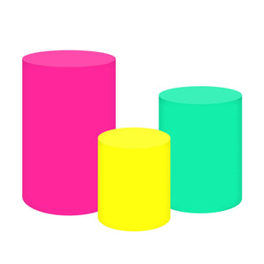 Mocsicka Bright Pink Yellow Green Cotton Fabric 3pcs Cylinder Cover