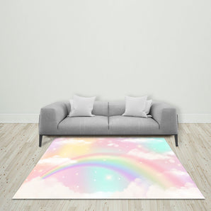 Mocsicka Rainbow Clouds Ployester Floor for Birthday Party Decoration