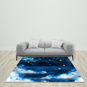 Mocsicka Natural Blue Night Twinkle Golden Little Star Ployester Floor for Party Decoration