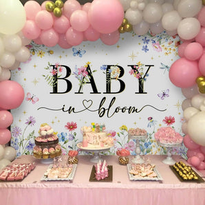 Mocsicka Wildflower Backdrop Baby in Bloom Floral Baby Shower Backdrop