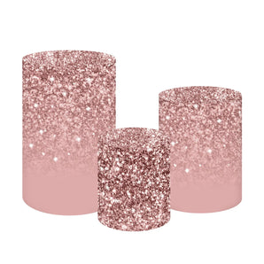 Mocsicka Glitter Pink Cotton Fabric 3pcs Cylinder Cover