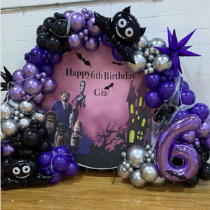 Mocsicka Wednesday The Addams Family Birthday Party Round Cover Backdrop