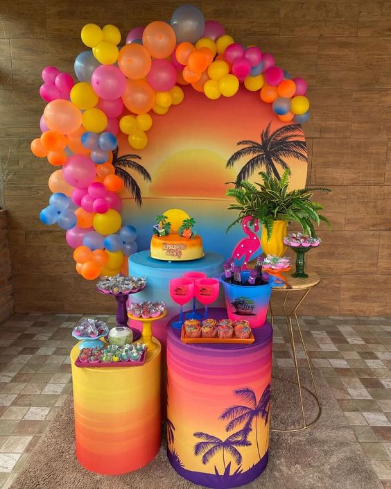 Mocsicka Hawaiian Theme Round cover and Cylinder Cover Kit for Party Decoration-Mocsicka Party