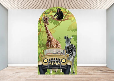 Mocsicka Safari Animal Double-printed Arch Cover Backdrop