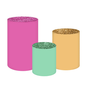 Mocsicka Pink Cyan Yellow Cotton Fabric 3pcs Cylinder Cover