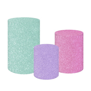 Mocsicka Glitter Cyan Purple Pink Cotton Fabric 3pcs Cylinder Cover