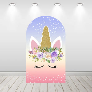 Mocsicka Unicorn Birthday Party Double-printed Arch Cover Backdrop