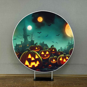 Mocsicka Evil Pumpkin Halloween Round Cover Backdrop