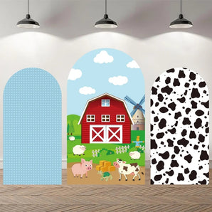 Mocsicka Farm Theme Double-printed Chiara Arch Cover Backdrop for Party Decoration