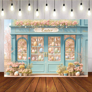 Mocsicka Easter Theme Egg Blue Shop Backdrop H
